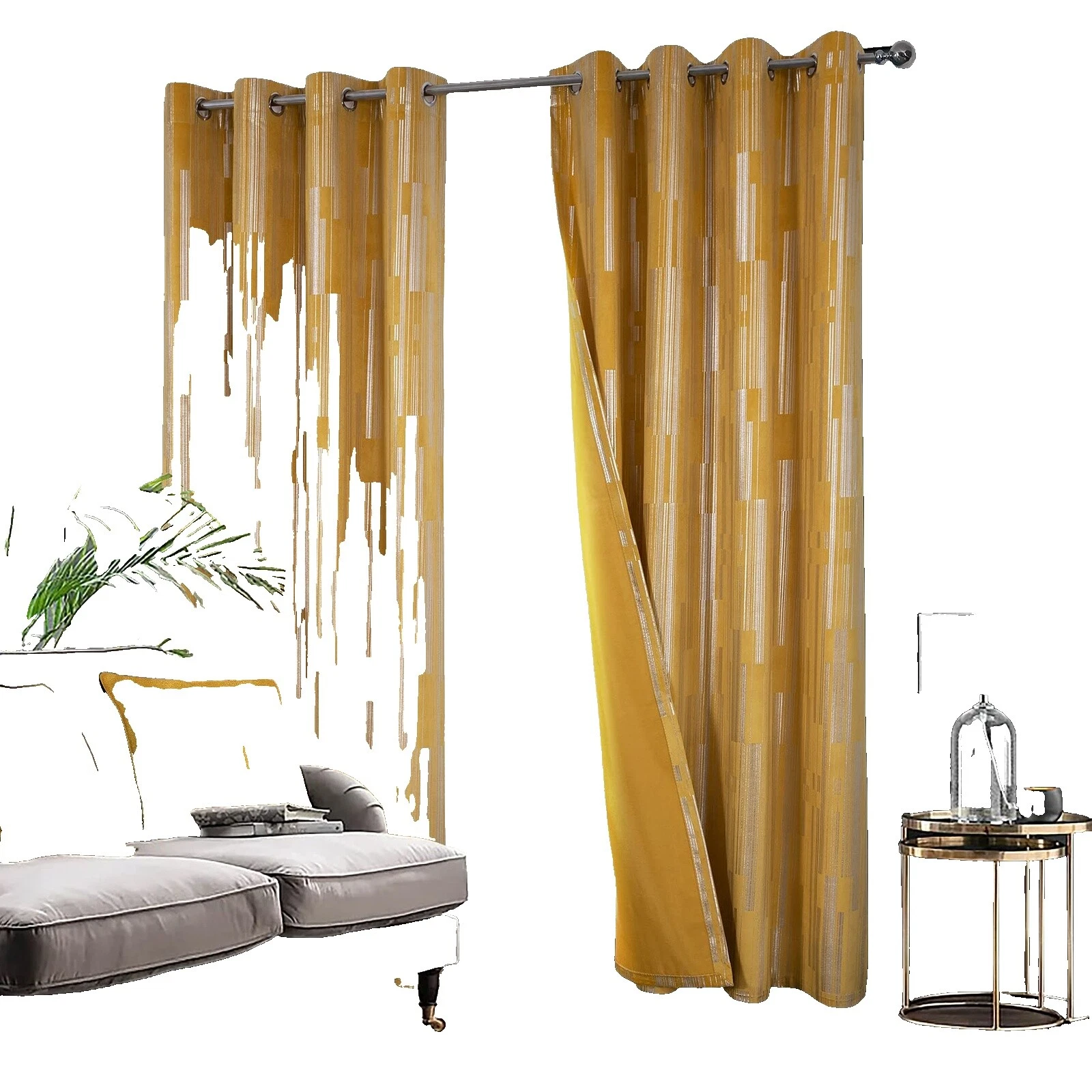 Velvet Striped Window Curtains & Drapes