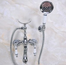 Polished Chrome Wall Mount Bathroom Claw foot Tub Faucet With Hand Shower sna243