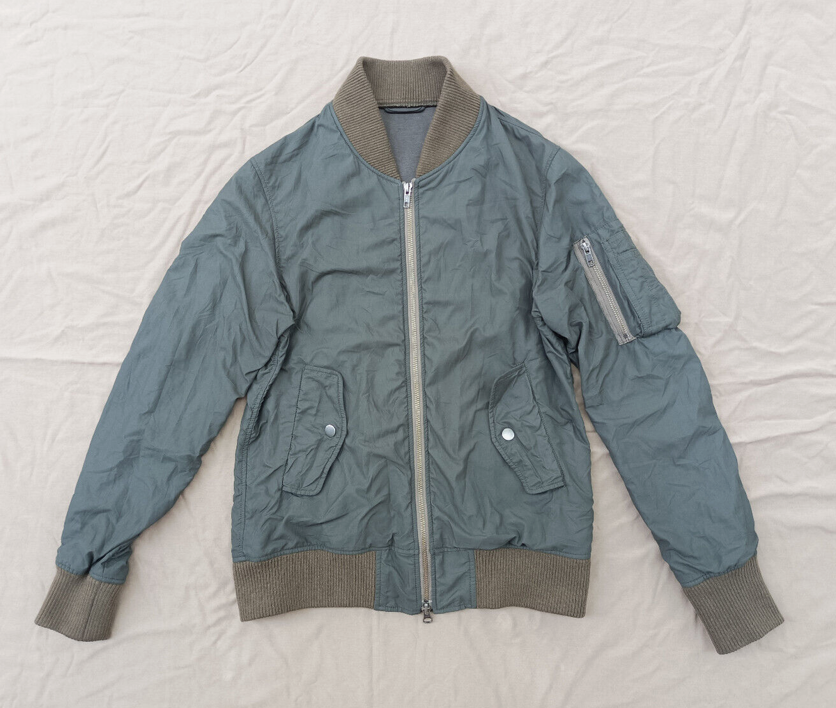 Simplicite Plus Japan Green 2 Way Zip MA-1 Style Flight Jacket Sz 