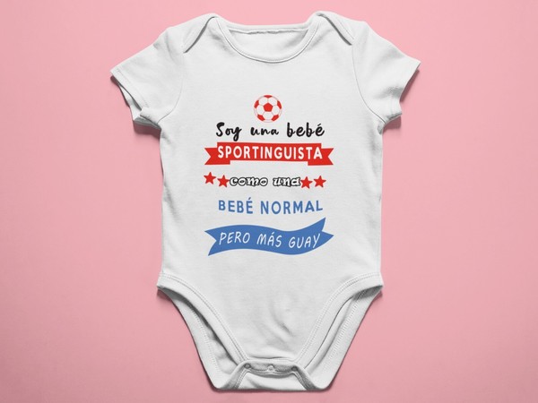 Body bebé SPORTINGUISTA, Gijón, Equipos fútbol. 100% algodón envío rápido