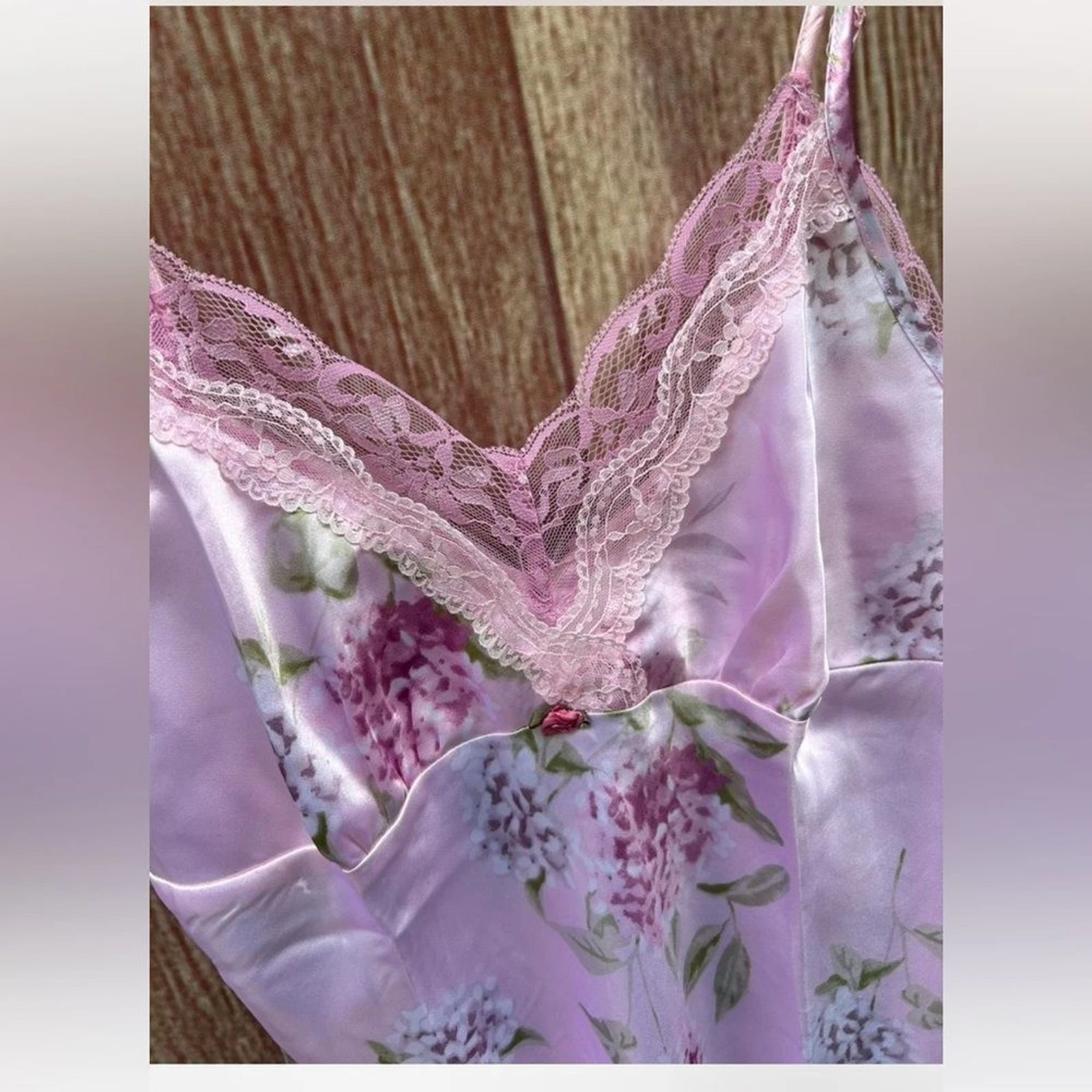 UNDERCOVER Vintage Y2K Secret Treasures S rosa blush floreale raso civetta baby doll vestito slip