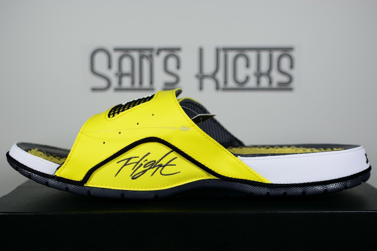 Men's Jordan Hydro Retro 4 IV Lightning Tour Yellow Slides