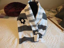 Upcycled Repurposed Neck Warmer from Scarves Button Handmade Flower Soft Fabric