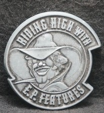 XB27159 NOS VINTAGE 1970s RIDING HIGH WITH E.P. FEATURES COWBOY BELT BUCKLE
