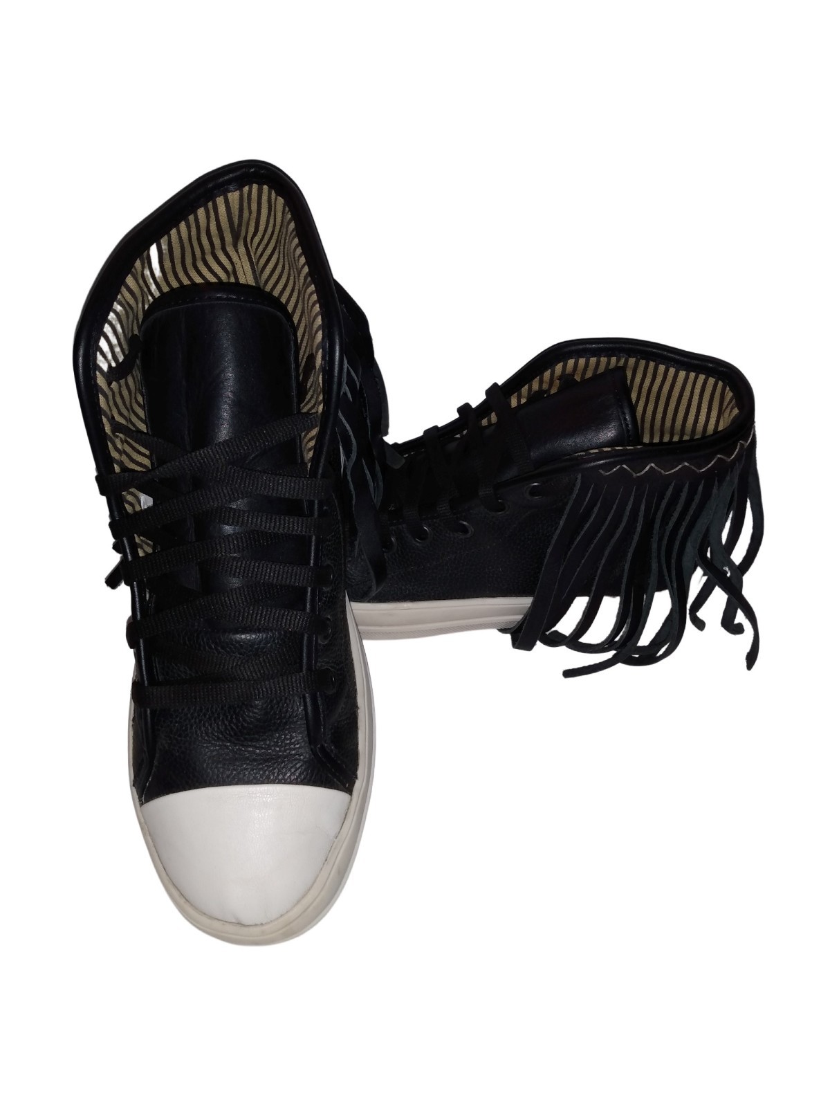 SAOLA Sneakers suola bambino pelle frange YSABEL nere taglia 9 donna pulitissime!