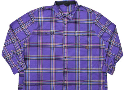 Linus Tech Tips LTT Men's 3XL Purple Plaid Button Down Flannel Shirt 100% Cotton