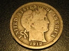 1912-D 90% Silver Barber Dime
