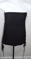 Fashion Nova Strapless Corset Lace Up Mini Dress, Black, Size 1X