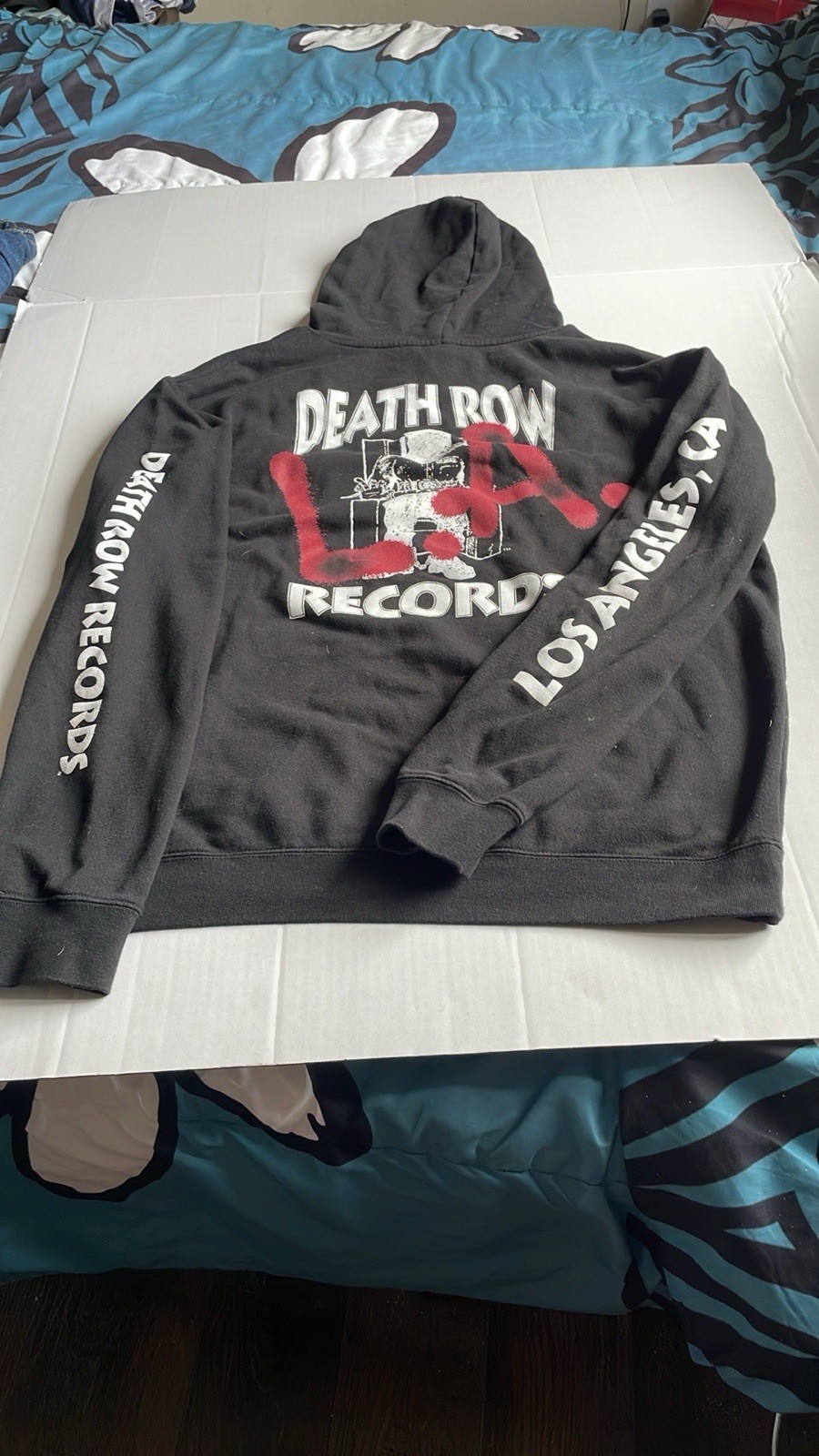 FILA Felpa con cappuccio Death Row Records uomo XL pullover hip hop rap tupac snoop felpa