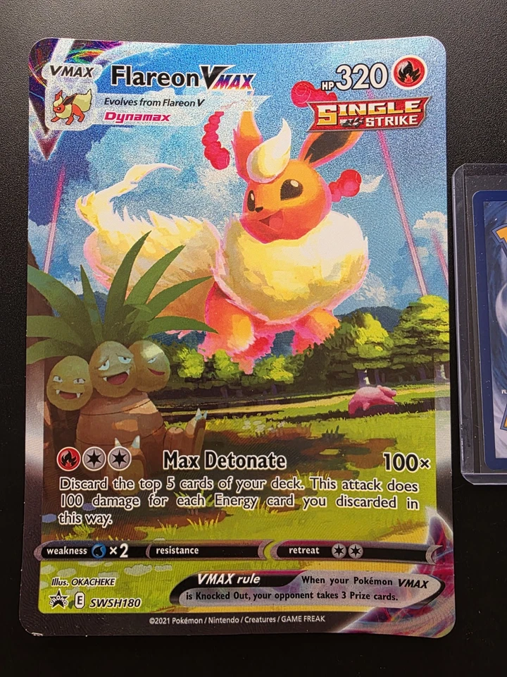 Pokémon TCG Flareon VMAX Promo Jumbo Card SWSH180 - Image 2 of 4