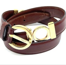Salvatore Ferragamo Waist Belt Brown Gold Leather Gancini Women From Japan