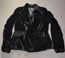 House of Harlow 1960 Blazer Womens Medium Black Velvet Jacket Dressy Lined Chic