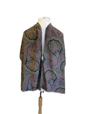 H77 Enrico Coveri Paisley Scarf Shawl Green Purple Vintage Italian Designer