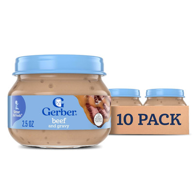 Stage 2 Baby Food, Beef and Gravy Jar, Baby Food Meat Puree, Baby Mealtime, Baby