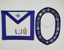 Masonic Blue Lodge Chaplain Apron Set with Chain Collar  Jewel  Freemason
