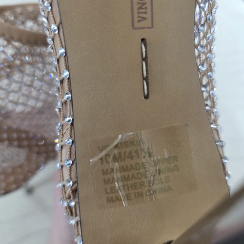 Vince Camuto Womens Kiskia Nude Crystal Mesh Ankle Bootie Heels Shoes Size 10 - Picture 11 of 13