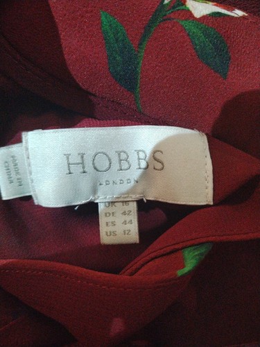 Robe rouge évasée et ajustée HOBBS 169 £ taille 16 fête florale mariage invité floral midi - Photo 11/12
