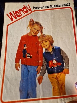 Wendy 2262 Vintage Strickmuster Kind Postbote Pat Pullover Oberteil 20-28'' Herkunft