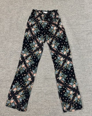 O Neill Women s Floral Pants Medium Boho Beach Lightweight Flowy Elastic Waist