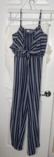 Womens Jumpsuit Size Large 1 Blue White Comfortable