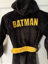 Kids Batman Bruce Wayne Plush Robe W/ Yellow Belt Masked Hood 6/7