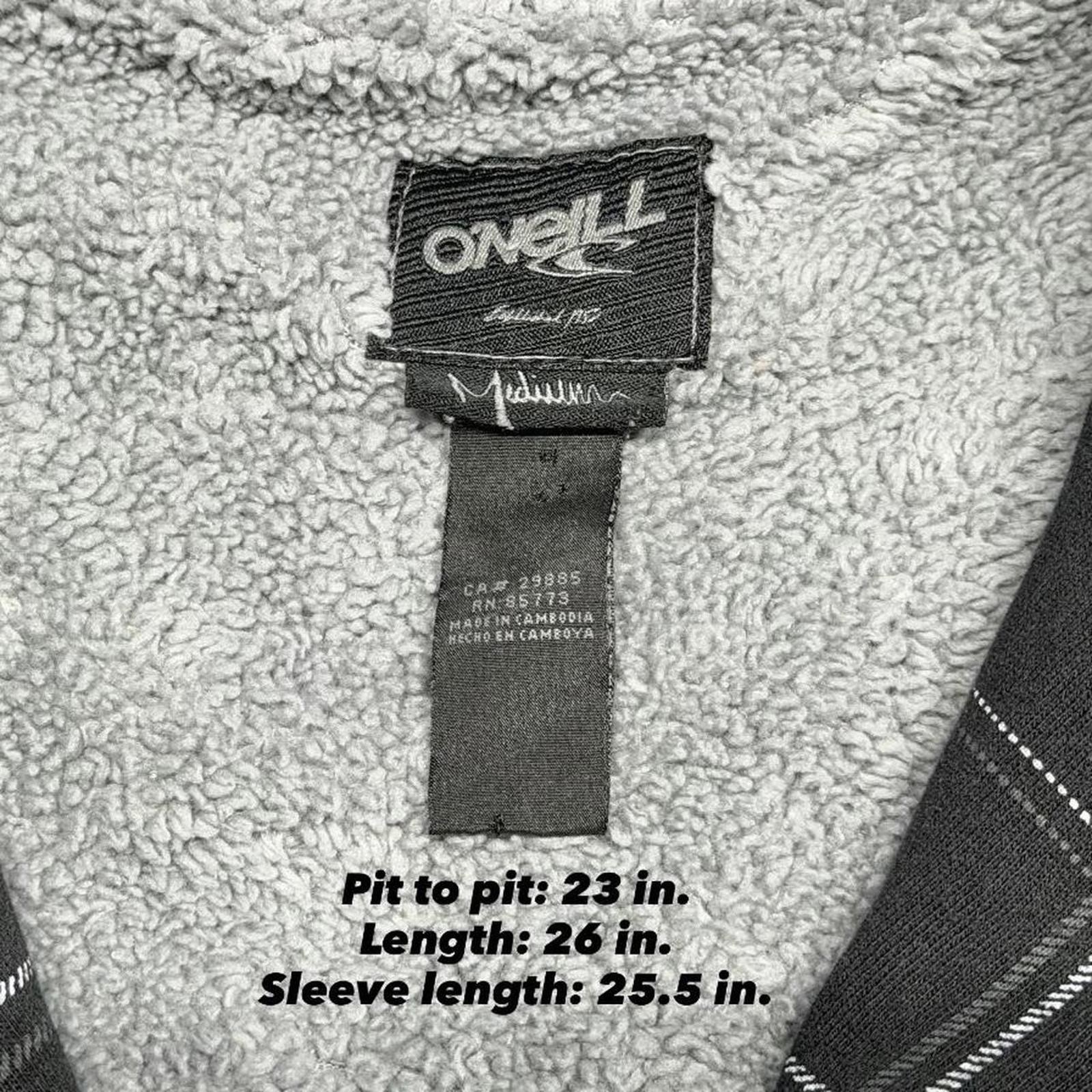 Vintage Oneill Hoodie Mens M Full Zip Black Striped Sherpa Lined Y2K Grunge Surf image 7