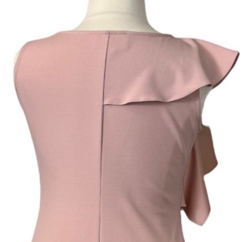 Nicole Miller Women's Blush Pink Ruffle Shoulder Sheath Dress New Size 14 Plus - Picture 11 of 13