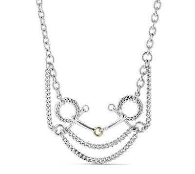 NEU JUDITH RIPKA VIENNA Sterlingsilber 18K Gold Multi-Link Horsebit Halskette
