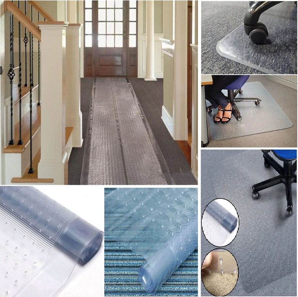 Vinyl Plastic Carpet Protector Mat Clear Runner Office Home Hallway Film Roll - Image 2 of 4