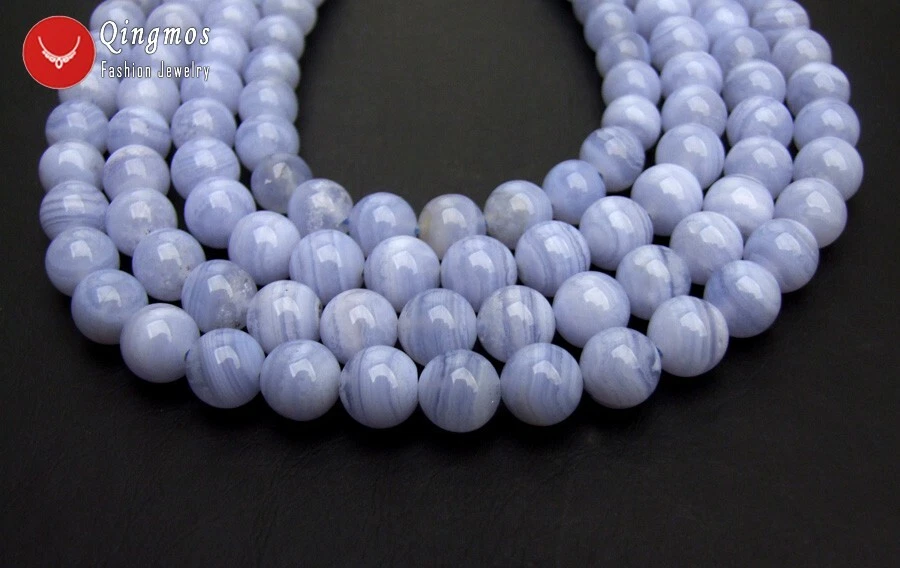 Cuentas redondas de piedra de ágata de encaje azul natural de 10 mm para hacer joyas hágalo usted mismo hilo de 15" Foto 4 de 4