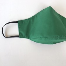 Handmade Adult Face Mask Kelly Green nose wire chin piece lined cotton USA