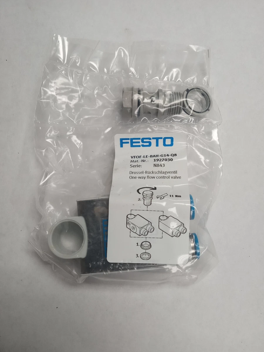 NEW OLD STOCK* FESTO 1927030 VFOF-LE-BAH-G14-Q8 ONE-WAY FLOW CONTROL VALVE  | eBay