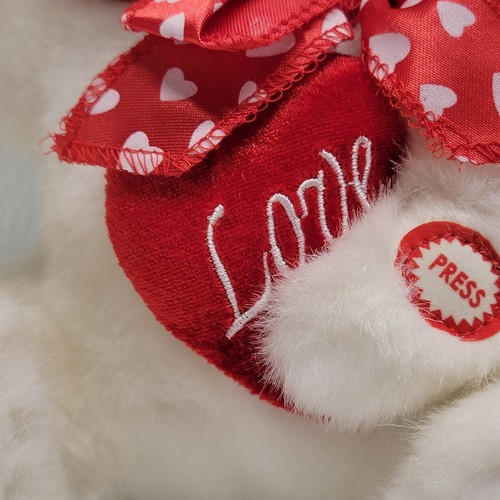 2007 Avon Sweetheart White Bear Plush With Cellphone Sings For Valentine's Day - Picture 10 of 24