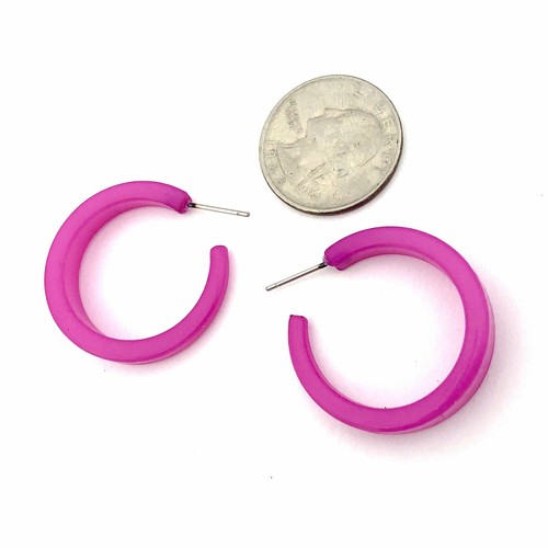 Hot Pink Opal Lola Hoop Earrings - Picture 2 of 9