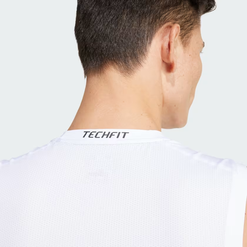 Adidas Techfit Tank Top Men L White Compression Gym Shirt JE6695 Sleeveless - Picture 13 of 21