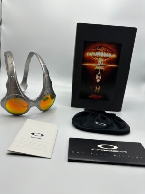Oakley Over The Top FMJ Sunglasses Silver With Fire Lens for