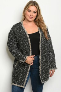 plus size black sweater jacket