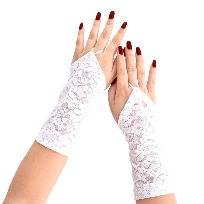 Evening Banquets Lace Gloves Proms Dress up Black Lace Gloves for