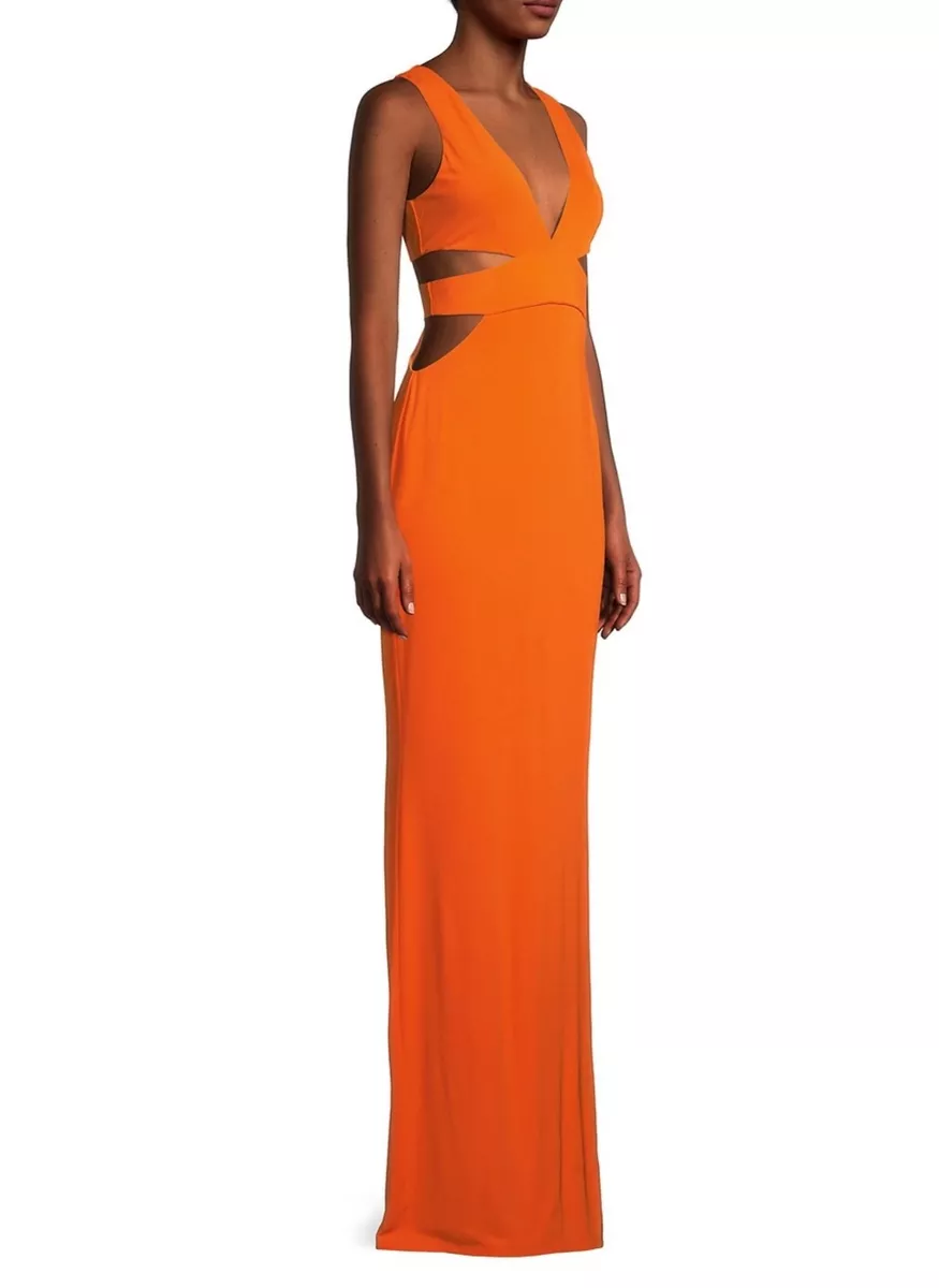 Ramy Brook Cara Cutout Column Gown Orange maxi dress size 10