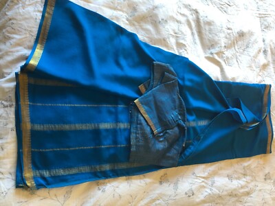 Beautiful Royal Blue Crepe Silk Saree - fit for weddings and parties