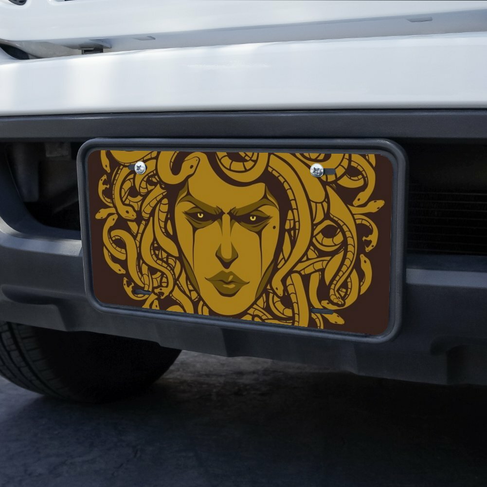 Medusa Gorgon Head Covered in Snakes Novelty Metal Vanity Tag