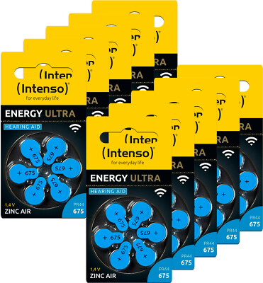 60 Intenso Energy Ultra Typ 675 Zink-Luft Hörgerätebatterien im 6er Blister