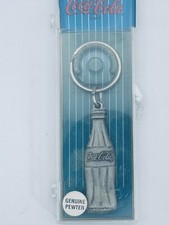 Vintage 1995 USA Made COCA-COLA Genuine Pewter Coke Bottle Shaped 4" Keychain