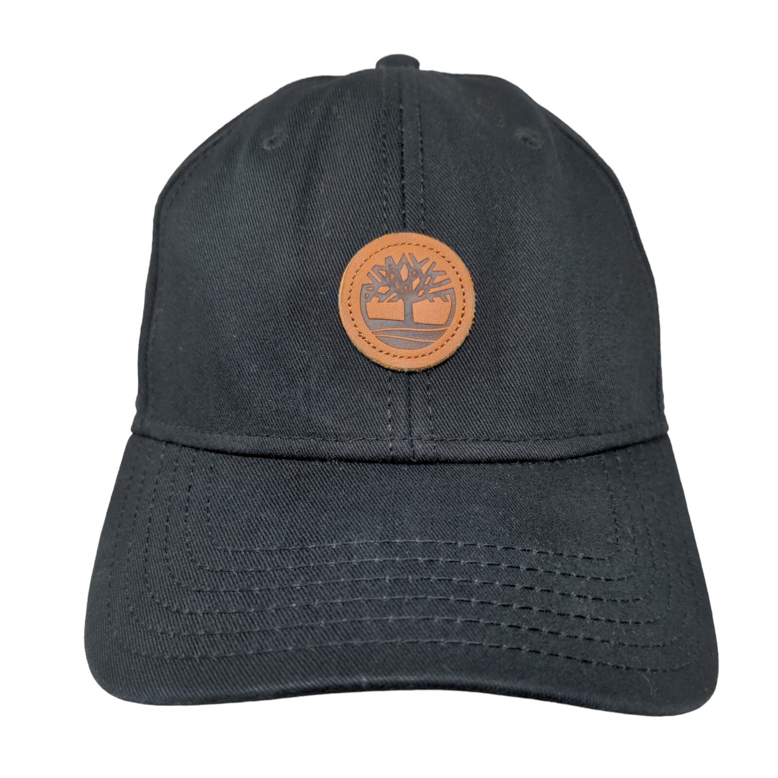 Timberland Leather Patch Strapback Hat Black OSFM… - image 1