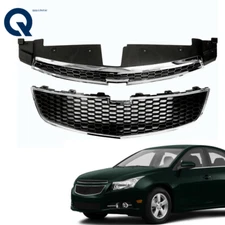 Front Bumper Upper & Lower Grille Mesh Grille Fit For Chevy Cruze 2011-2014