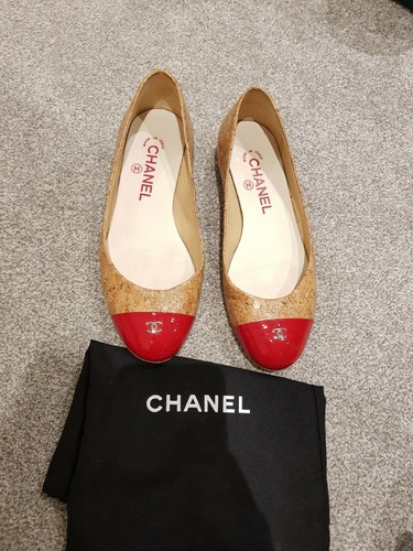 100% ORIGINALI CHANEL SCARPE BASSE BALLERINE, Camel Beige sughero rosso  foderata, 36, UK 3 | eBay