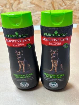 2x Pack 16oz Furminator Sensitive Dry Skin Premium Pet Dog Shampoo Reduces