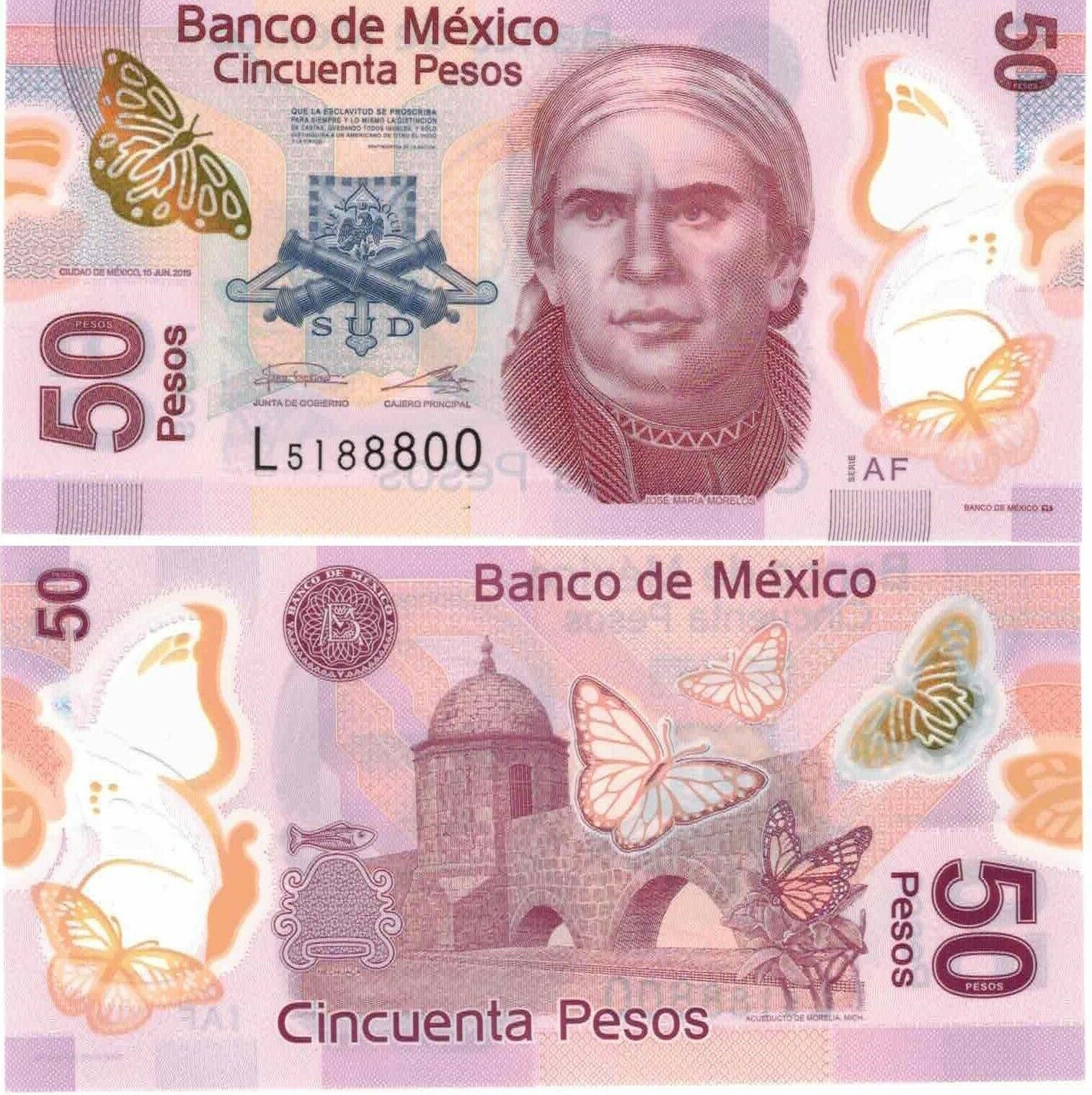 50 PESOS MEXICO BILL 2019  UNCIRCULATED -  - FREE SHIPPING