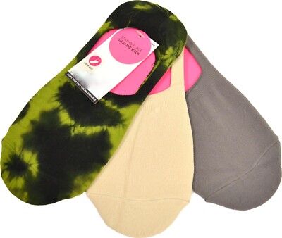 Hue Women's Hidden High Cut Liner Socks 3 Pair Value Pack green Mix