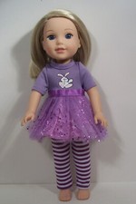 Lavender Bunny Top w/Leggings Doll Clothes For Wellie Wisher Wishers 14" Debs 